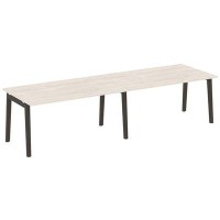 Onix Wood OW.PRG-2.4 (Денвер светлый/Дуб темный) Стол переговорный, 2 столешницы, опоры - массив дерева