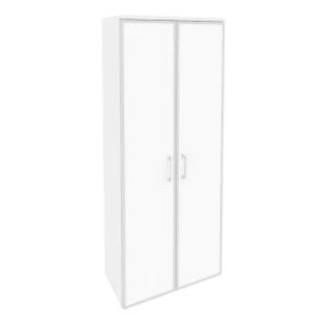 O.ST-1.10R white (Белый Бриллиант) Шкаф высокий широкий (2 высоких фасада стекло лакобель в раме)