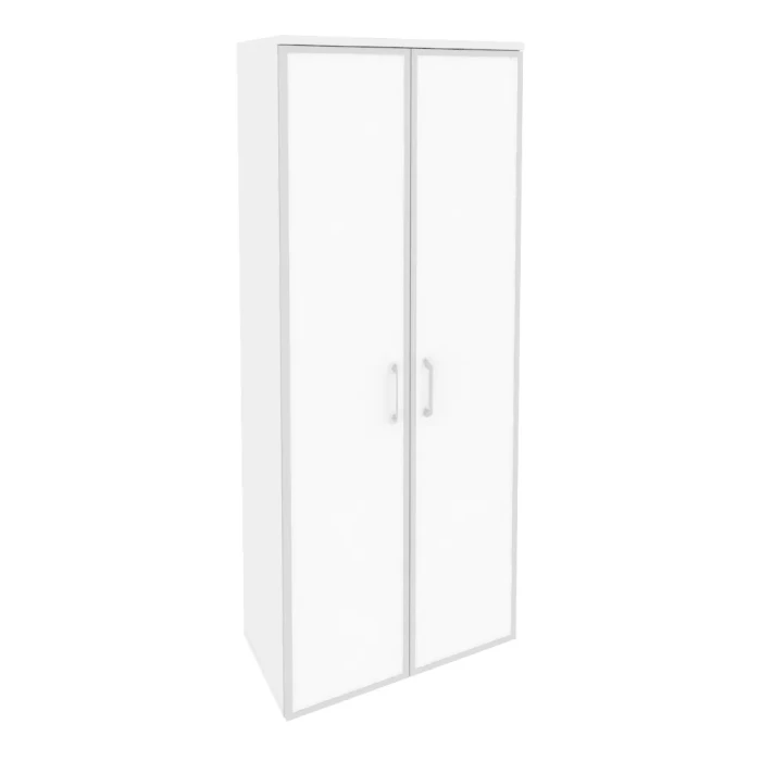 O.ST-1.10R white (Белый Бриллиант) Шкаф высокий широкий (2 высоких фасада стекло лакобель в раме)