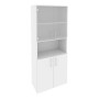 Onix O.ST-1.4 (Белый Бриллиант) Шкаф высокий широкий (2 низких фасада ЛДСП + 2 низких фасада стекло)