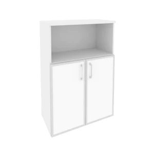 O.ST-2.2R white (Белый Бриллиант) Шкаф средний широкий (2 низких фасада стекло лакобель в раме)