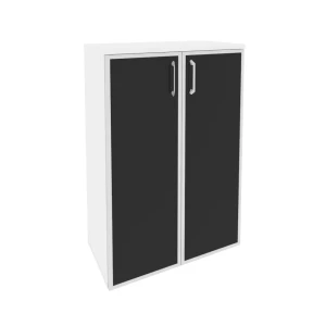 O.ST-2.4R black (Белый Бриллиант) Шкаф средний широкий (2 средних фасада стекло лакобель в раме)