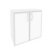 O.ST-3.2R white (Белый Бриллиант) Шкаф низкий широкий (2 низких фасада стекло лакобель в раме)