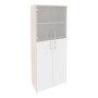 Onix O.ST-1.7 (Денвер Светлый/Белый Бриллиант) Шкаф высокий широкий (2 средних фасада ЛДСП + 2 низких фасада стекло)