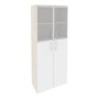 Onix O.ST-1.7R (Денвер Светлый/Белый Бриллиант) Шкаф высокий широкий (2 средних фасада ЛДСП + 2 низких фасада стекло в раме)