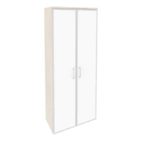 O.ST-1.10R white (Денвер Светлый) Шкаф высокий широкий (2 высоких фасада стекло лакобель в раме)