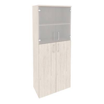 Onix O.ST-1.7 (Денвер Светлый) Шкаф высокий широкий (2 средних фасада ЛДСП + 2 низких фасада стекло)