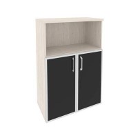 Onix O.ST-2.2R black (Денвер Светлый) Шкаф средний широкий (2 низких фасада стекло лакобель в раме)