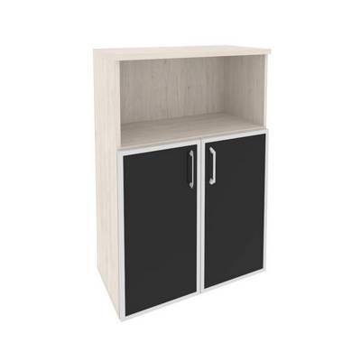 Onix O.ST-2.2R black (Денвер Светлый) Шкаф средний широкий (2 низких фасада стекло лакобель в раме)