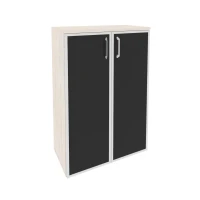 O.ST-2.4R black (Денвер Светлый) Шкаф средний широкий (2 средних фасада стекло лакобель в раме)