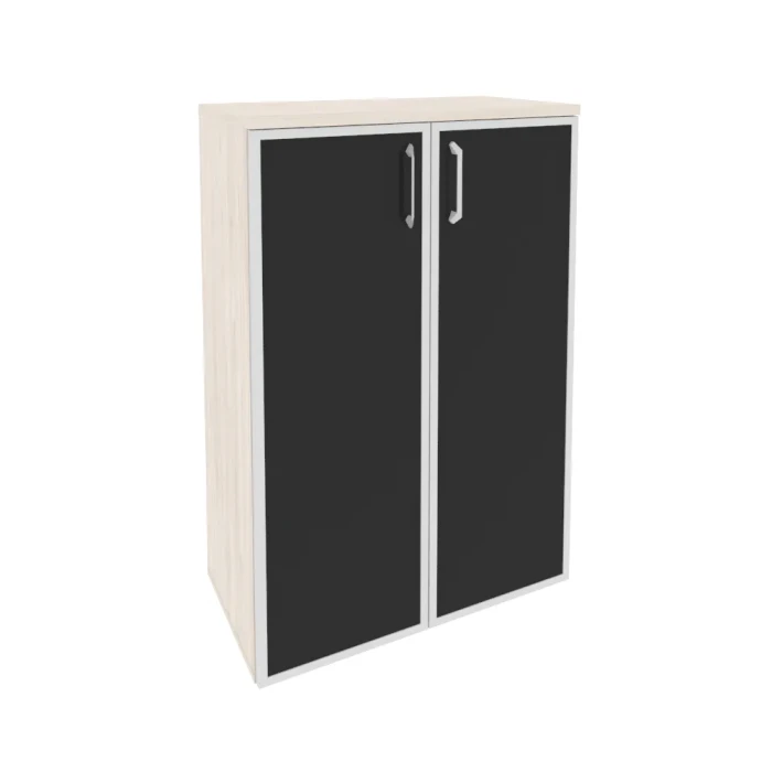 O.ST-2.4R black (Денвер Светлый) Шкаф средний широкий (2 средних фасада стекло лакобель в раме)