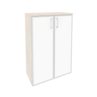O.ST-2.4R white (Денвер Светлый) Шкаф средний широкий (2 средних фасада стекло лакобель в раме)