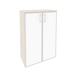 O.ST-2.4R white (Денвер Светлый) Шкаф средний широкий (2 средних фасада стекло лакобель в раме)