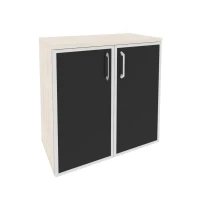 O.ST-3.2R black (Денвер Светлый) Шкаф низкий широкий (2 низких фасада стекло лакобель в раме)