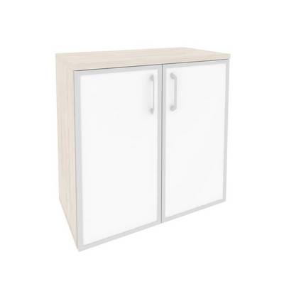 Onix O.ST-3.2R white (Денвер Светлый) Шкаф низкий широкий (2 низких фасада стекло лакобель в раме)