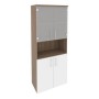Onix O.ST-1.4 (Дуб Аризона/Белый Бриллиант) Шкаф высокий широкий (2 низких фасада ЛДСП + 2 низких фасада стекло)
