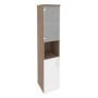 Onix O.SU-1.4(L) (Дуб Аризона/Белый Бриллиант) Шкаф высокий узкий левый (1 низкий фасад ЛДСП + 1 низкий фасад стекло)