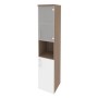 Onix O.SU-1.4(R) (Дуб Аризона/Белый Бриллиант) Шкаф высокий узкий правый (1 низкий фасад ЛДСП + 1 низкий фасад стекло)