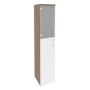 Onix O.SU-1.7(L) (Дуб Аризона/Белый Бриллиант) Шкаф высокий узкий левый (1 средний фасад ЛДСП + 1 низкий фасад стекло)