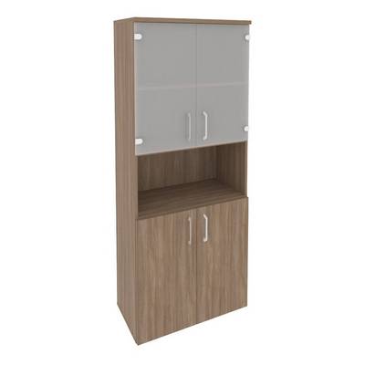 Onix O.ST-1.4 (Дуб Аризона) Шкаф высокий широкий (2 низких фасада ЛДСП + 2 низких фасада стекло)