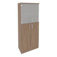 Onix O.ST-1.7 (Дуб Аризона) Шкаф высокий широкий (2 средних фасада ЛДСП + 2 низких фасада стекло)
