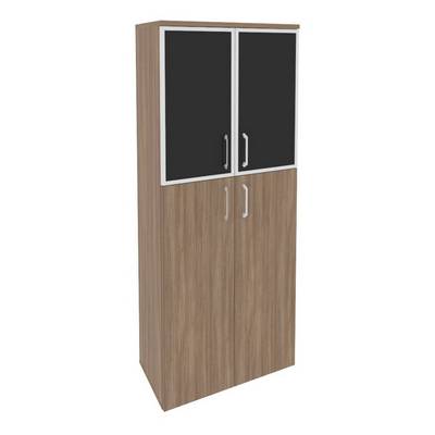 Onix O.ST-1.7R black (Дуб Аризона) Шкаф высокий широкий (2 средних фасада ЛДСП + 2 низких фасада стекло лакобель в раме)