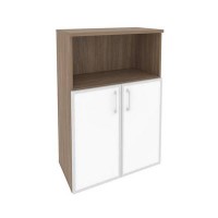 Onix O.ST-2.2R white (Дуб Аризона) Шкаф средний широкий (2 низких фасада стекло лакобель в раме)