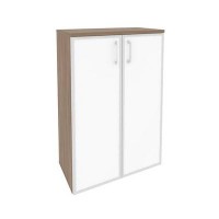 Onix O.ST-2.4R white (Дуб Аризона) Шкаф средний широкий (2 средних фасада стекло лакобель в раме)