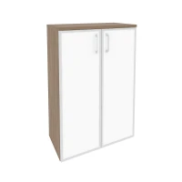 O.ST-2.4R white (Дуб Аризона) Шкаф средний широкий (2 средних фасада стекло лакобель в раме)