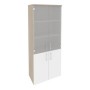 Onix O.ST-1.2 (Дуб Аттик/Белый Бриллиант) Шкаф высокий широкий (2 низких фасада ЛДСП + 2 средних фасада стекло)