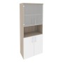 Onix O.ST-1.4 (Дуб Аттик/Белый Бриллиант) Шкаф высокий широкий (2 низких фасада ЛДСП + 2 низких фасада стекло)