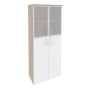 Onix O.ST-1.7R (Дуб Аттик/Белый Бриллиант) Шкаф высокий широкий (2 средних фасада ЛДСП + 2 низких фасада стекло в раме)