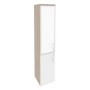 Onix O.SU-1.2R(L) white (Дуб Аттик/Белый Бриллиант) Шкаф высокий узкий левый (1 низкий фасад ЛДСП + 1 средний фасад стекло лакобель в раме)