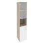 Onix O.SU-1.4(L) (Дуб Аттик/Белый Бриллиант) Шкаф высокий узкий левый (1 низкий фасад ЛДСП + 1 низкий фасад стекло)