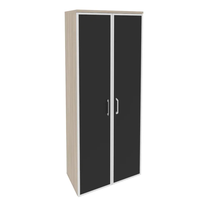 O.ST-1.10R black (Дуб Аттик) Шкаф высокий широкий (2 высоких фасада стекло лакобель в раме)