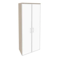 O.ST-1.10R white (Дуб Аттик) Шкаф высокий широкий (2 высоких фасада стекло лакобель в раме)