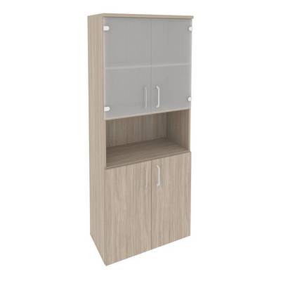 Onix O.ST-1.4 (Дуб Аттик) Шкаф высокий широкий (2 низких фасада ЛДСП + 2 низких фасада стекло)