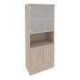 Onix O.ST-1.4 (Дуб Аттик) Шкаф высокий широкий (2 низких фасада ЛДСП + 2 низких фасада стекло)