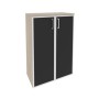 Onix O.ST-2.4R black (Дуб Аттик) Шкаф средний широкий (2 средних фасада стекло лакобель в раме)