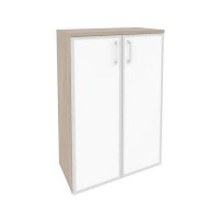 Onix O.ST-2.4R white (Дуб Аттик) Шкаф средний широкий (2 средних фасада стекло лакобель в раме)