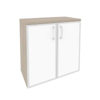 O.ST-3.2R white (Дуб Аттик) Шкаф низкий широкий (2 низких фасада стекло лакобель в раме)