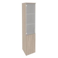Onix O.SU-1.2(L) (Дуб Аттик) Шкаф высокий узкий левый (1 низкий фасад ЛДСП + 1 средний фасад стекло)