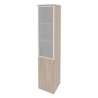 Onix O.SU-1.2R(R) (Дуб Аттик) Шкаф высокий узкий правый (1 низкий фасад ЛДСП + 1 средний фасад стекло в раме)