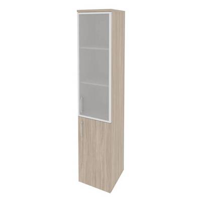 Onix O.SU-1.2R(R) (Дуб Аттик) Шкаф высокий узкий правый (1 низкий фасад ЛДСП + 1 средний фасад стекло в раме)