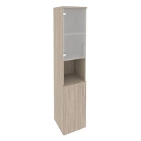 Onix O.SU-1.4(L) (Дуб Аттик) Шкаф высокий узкий левый (1 низкий фасад ЛДСП + 1 низкий фасад стекло)