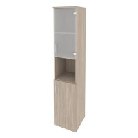 Onix O.SU-1.4(R) (Дуб Аттик) Шкаф высокий узкий правый (1 низкий фасад ЛДСП + 1 низкий фасад стекло)