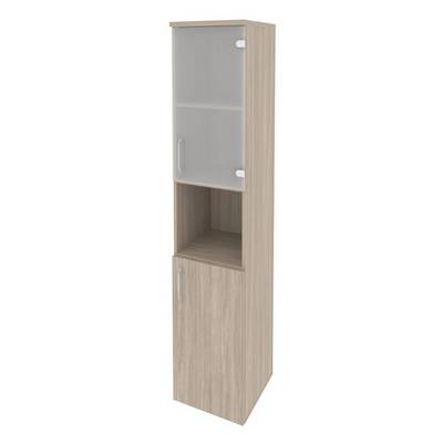 Onix O.SU-1.4(R) (Дуб Аттик) Шкаф высокий узкий правый (1 низкий фасад ЛДСП + 1 низкий фасад стекло)