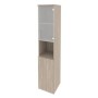 Onix O.SU-1.4(R) (Дуб Аттик) Шкаф высокий узкий правый (1 низкий фасад ЛДСП + 1 низкий фасад стекло)