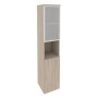 Onix O.SU-1.4R(L) (Дуб Аттик) Шкаф высокий узкий левый (1 низкий фасад ЛДСП + 1 низкий фасад стекло в раме)