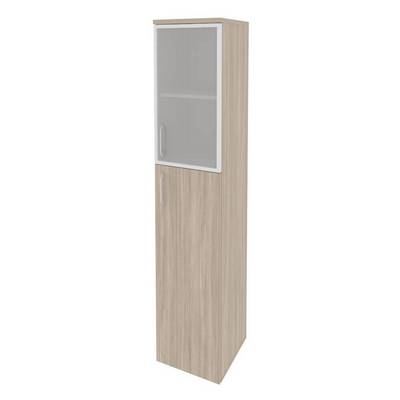 Onix O.SU-1.7R(R) (Дуб Аттик) Шкаф высокий узкий правый (1 средний фасад ЛДСП + 1 низкий фасад стекло в раме)
